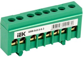 Шина PE "земля" в корп. изол. на DIN-рейку ШНИ-6х9-8-К-З зел. IEK YNN10-69-8KD-K06