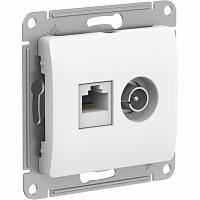 Механизм розетки компьютерной + ТВ 2-м СП Glossa RJ45 кат.5E + TV бел. SE