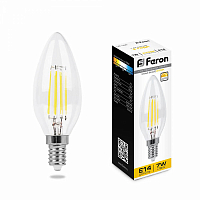 Лампа светодиодная LED 7вт Е14 белый свеча FILAMENT диммируемая