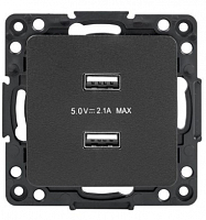 Механизм Розетки Стокгольм с 2USB type-A + type-C черный EZR16-028-10 EKF