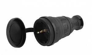 Розетка ЭРА R8-B-IP44 каучуковая c заземлением прямая 16A IP44 черная