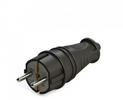 Вилка 2К+З прямая каучуковая 16А/250В IP44 Чёрная MultiSet Systeme Electric