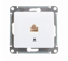 Механизм розетки комп. 1-м СП Glossa RJ45 кат.5E бел. SE