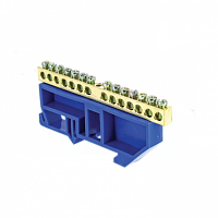 Шина нулевая N 6х9 14 отвер. латунь син. изолятор на DIN-рейку PROxima EKF