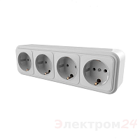 Розетка 4-мест. откр. уст. с з/к RA 16-466-Б (пластик) (25) 