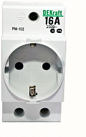 Розетка на DIN-рейку модульная РМ-102 16А 220В 2P+PEN DEKraft