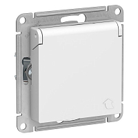 Механизм розетки 1-м СП ATLAS DESIGN с заземл. защ. шторки с крышкой 16А IP20 бел. SE
