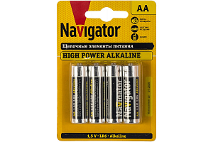 Элемент питания алкалиновый AA/LR6 NBT-NE-LR6-BP4 (блист.4шт) NAVIGATOR