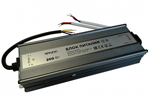 Блок питания Apeyron 12В, 200Вт, IP67, 170-264В, 16,7А, алюм., сереб/ 03-107