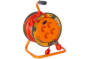 Удлинитель силовой на катушке GLANZEN 4 гн. ПВС 3х1,5 IP44 арт. EB-30-008