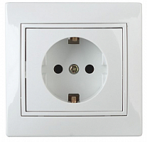 Розетка 2Р+Е Schuko 1-202-01 Intro, 16AX-250В, СУ, Plano белый. (10/200)