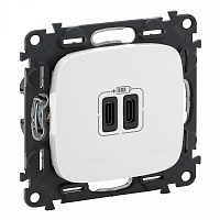 Устройство зарядное Valena Life с 2-мя USB-разъемами тип C-тип C 240В/5В 3000мА с лиц. панелью бел. 