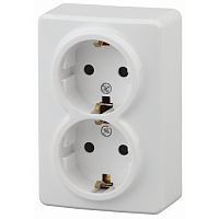 Розетка 2х2P+E Schuko, 16A-250В, IP20, ОУ, Эра Эксперт, белый 11-2205-01 ЭРА