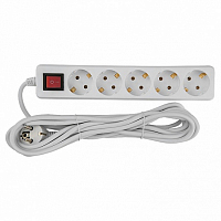 Удлинитель бытовой 5гн., 5м, з/к, кнопка GES-16-3x100-5-5m-S General