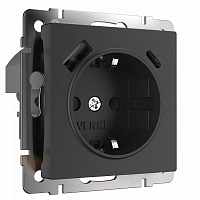 Розетка 1-ая с/з с быстрой зарядкой USB Type A+C (чёрный) W1171708 WERKEL 