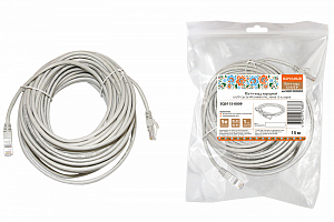 Патч-корд народный U/UTP Cat 5e 4PR 24awg pvc, литой 15м, серый