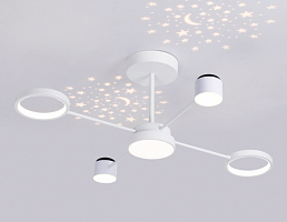 Люстра на штанге Ambrella Light LineTech с пультом FL51631/4+1 WH белый 3000K-6400K 48W 910*745*300