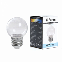 Лампа светодиодная Feron LB-37 Шарик прозрачный E27 1W 2700K G45