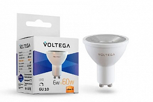 Лампа светодиодная Voltega GU10 6W 2800К прозрачная VG2-S1GU10warm6W-D 7108