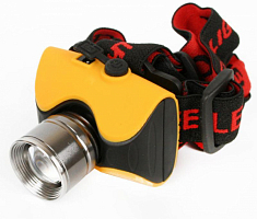 Фонарь налобный E157 (аккум. 220В CREE 3Вт пласт. бокс; желт.) Ultraflash 