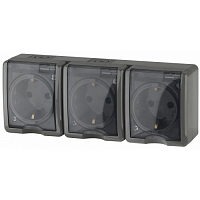 Розетка 3х2P+E IP54 шторки 16A-250В ОУ серый 11-2406-03 Эксперт ЭРА