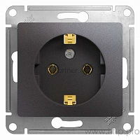 *Механизм розетки 1-м СП Glossa 16А IP20 250В с заземл. графит SE