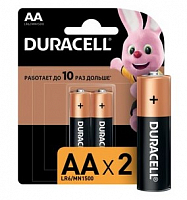 Батарейки Duracell АА алкалиновые 1,5v 2 шт. LR6-2BL Basic (CN)
