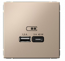 Розетка USB ArtGallery тип A+C 45Вт QC PD высокоскор. ЗУ механизм песочн. SE 