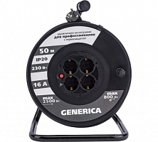 Удлинитель-катушка УК50 с т/з 4 места 2P+PE/50м 3х1.5мм2 GENERICA IEK