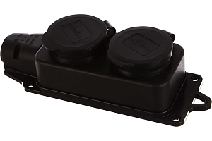 Колодка 2-местная с заглушками с/з каучук 16А 250В IP44 UNIVERSAL 1027