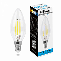 Лампа филаментная светодиодная Feron LB-73 Свеча E14 9W 6400K