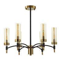 Люстра на штанге Lumion Sharon 6538/6C Е14 6*40W чёрный, латунь
