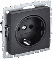 Розетка BRITE РС11-1-0-БрЧ 16А с заземл. без защ. шторки черн. IEK BR-R11-16-K02
