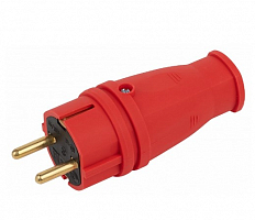 Вилка ЭРА VX10-R-IP44 каучуковая c заземлением 16А IP44 прямая красная