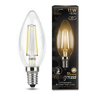 Лампа светодиодная филаментная Gauss E14 11W 2700К прозрачная