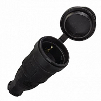 Розетка переносная 16А IP44 230В 2P+PE с защ. крышкой каучук Basic EKF