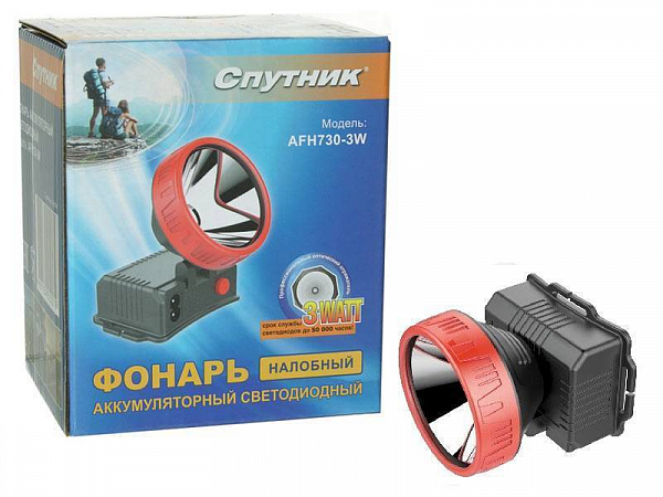 Фонарь светодиодный аккумуляторный AFH730-3W Спутник