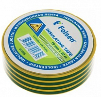 Лента изоляционная 19мм x 20м, желто-зеленая Folsen