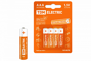 Батарейка (элемент питания) LR03 AAA Alkaline 1,5V BP-4 TDM (цена за штуку)