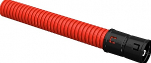 Труба гофрированная двустенная ПНД жесткая d40мм с муфтой красн.(100м) IEK