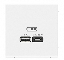 Розетка USB ArtGallery тип A+C 45Вт QC PD высокоскор. ЗУ механизм карбон SE GAL001029