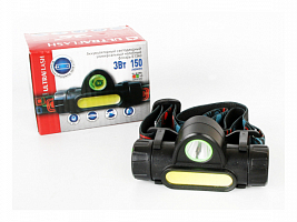 Ultraflash E1340 (фонарь налоб. аккум 3,7В, черный, XPE + COB LED, 3 Ватт, 2 реж., магнит, бокс)