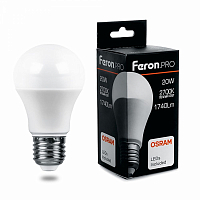 Лампа светодиодная Feron.PRO LB-1020 Шар A65 E27 20W 2700K OSRAM LED