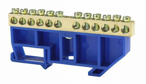 Шина нулевая "N" 12 6х9мм (с синим DIN-изолятором) Техэнерго