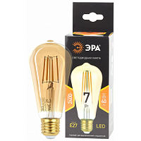 Лампа светод. F-LED ST64-7W-824-E27 gold ЭРА (филамент, зол, 7Вт, тепл, E27)