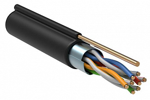 Кабель витая пара F/UTP Cat 5e 4х2х24AWG LDPE для наружной прокладки трос 1.2мм 