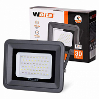 Прожектор светодиодный метал/пласт черный Wolta 30W(2500Lm) SMD 5500K 6K IP65 180х32х172мм WFL-30W