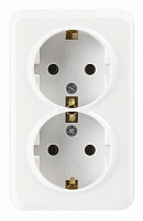 Розетка о/у 2х2Р+Е 16А, SmartBuy "Юпитер" белый керамика SBE-03w-16-S2-Z-c