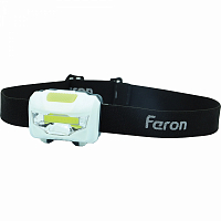 Фонарь налобный Feron TH2300 на батарейках 3*AAA, 3W 1COB IP44, пластик