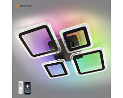 Управляемая светодиодная люстра OVAL ICE RGB 75W 5S-APP-725х500х93-BLACK/CLEAR-220-IP20 УУО00004756